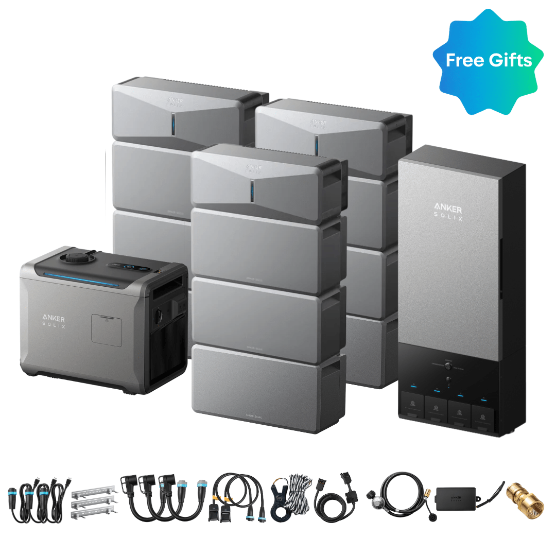 3 x Anker SOLIX E10 Power Module + Batteries + Power Dock + Smart Generator 5500 (Tri-Fuel) - Off Grid Stores