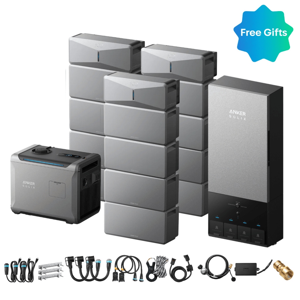 3 x Anker SOLIX E10 Power Module + Batteries + Power Dock + Smart Generator 5500 (Tri-Fuel) - Off Grid Stores