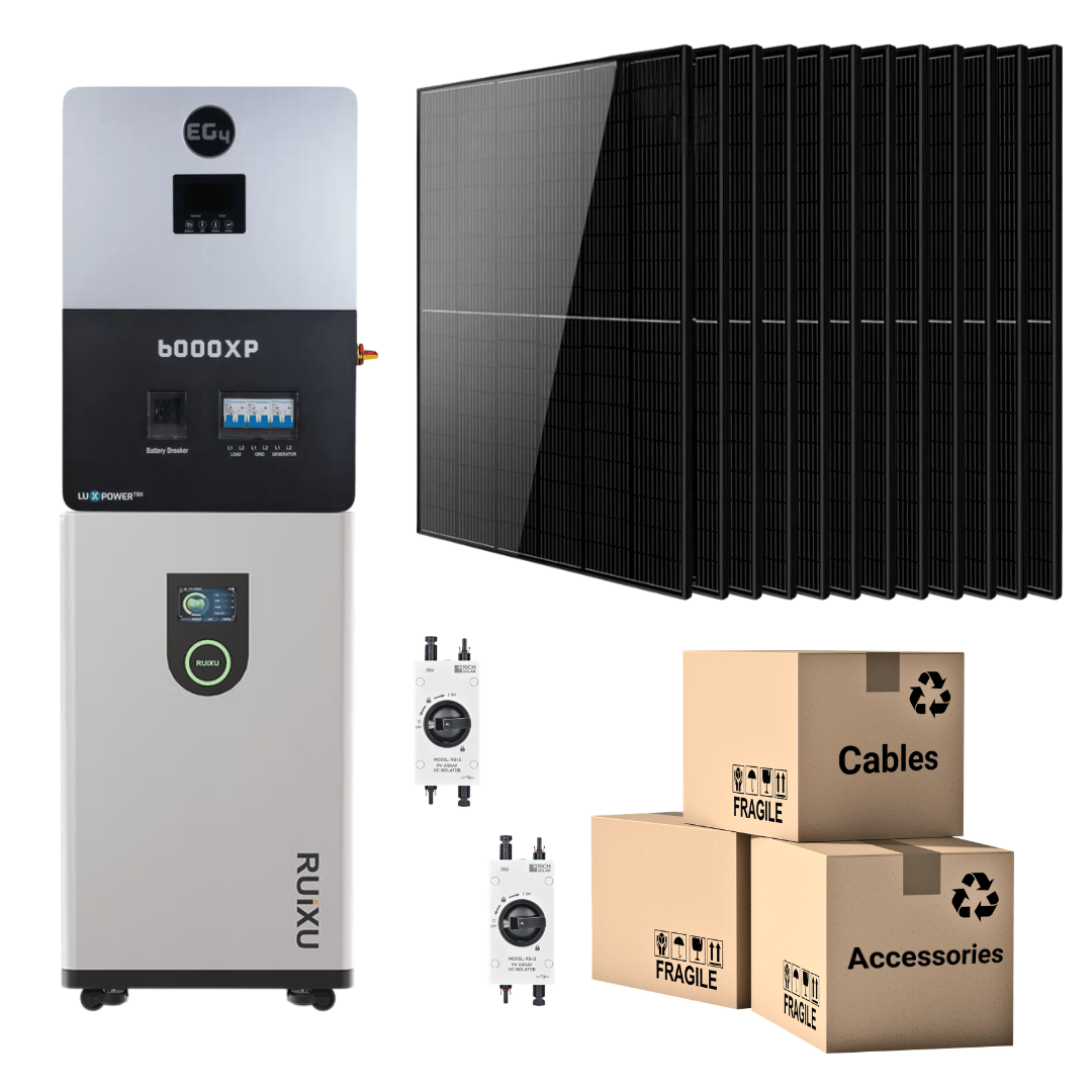 EG4 6000XP Off-Grid Solar Kit | 4.98kW Monocrystalline Solar Panels + 16kWh LiFePO4 Battery Bank - Off Grid Stores