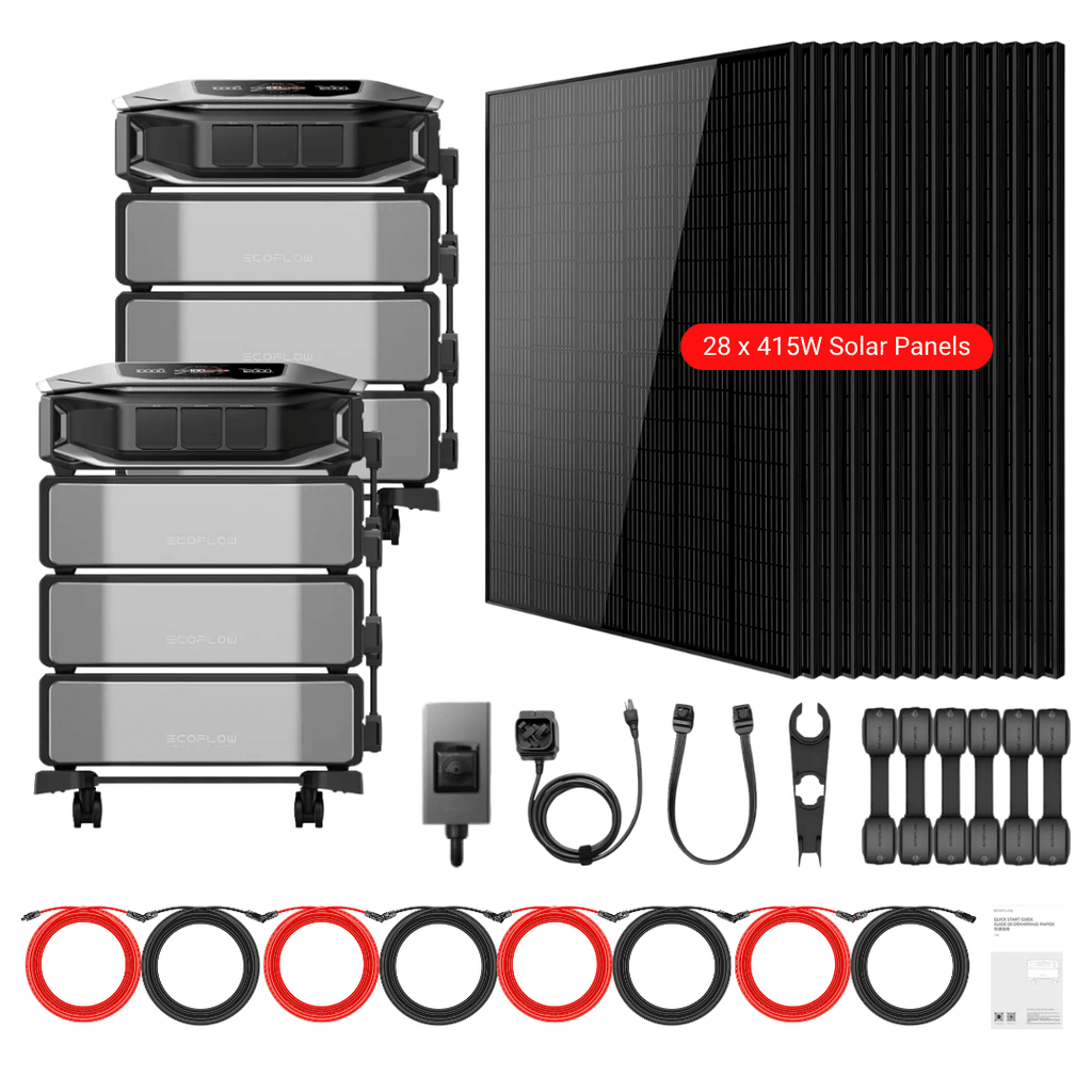 2 x EcoFlow DELTA Pro Ultra X Inverter + Batteries + 415W Solar Panels - Off Grid Stores
