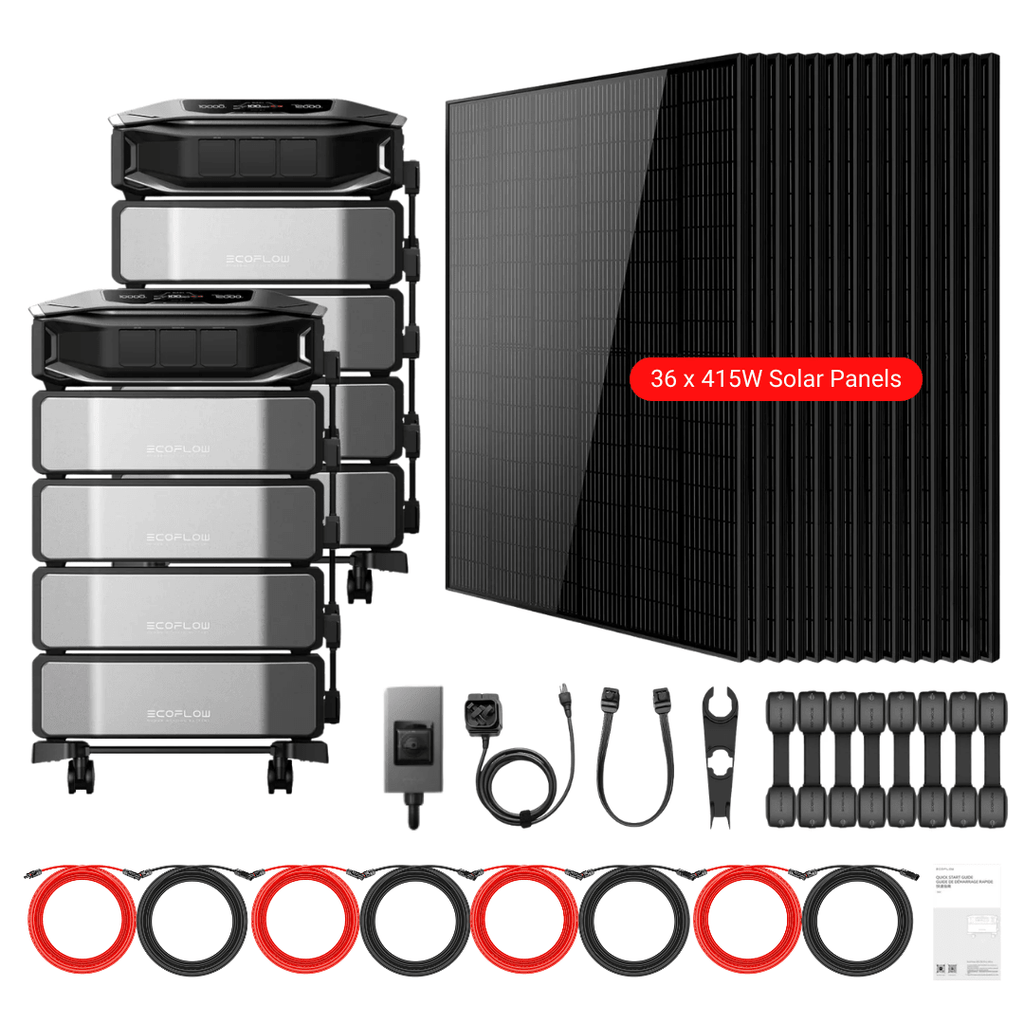 2 x EcoFlow DELTA Pro Ultra X Inverter + Batteries + 415W Solar Panels - Off Grid Stores