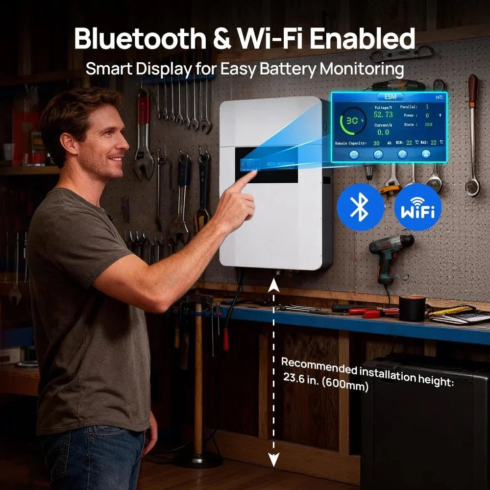 ECO-WORTHY 48V 100AH WallMount Indoor Battery With Conduit Box