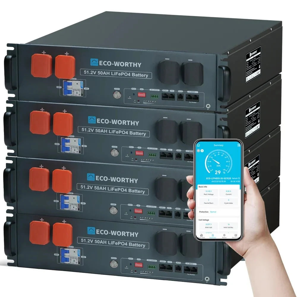 ECO - WORTHY 48V (51.2V) 50Ah Server Rack Battery - Off Grid Stores