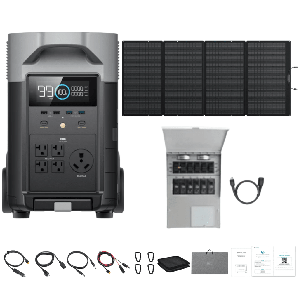 EcoFlow DELTA Pro + 400W Portable Solar Panel + Transfer Switch