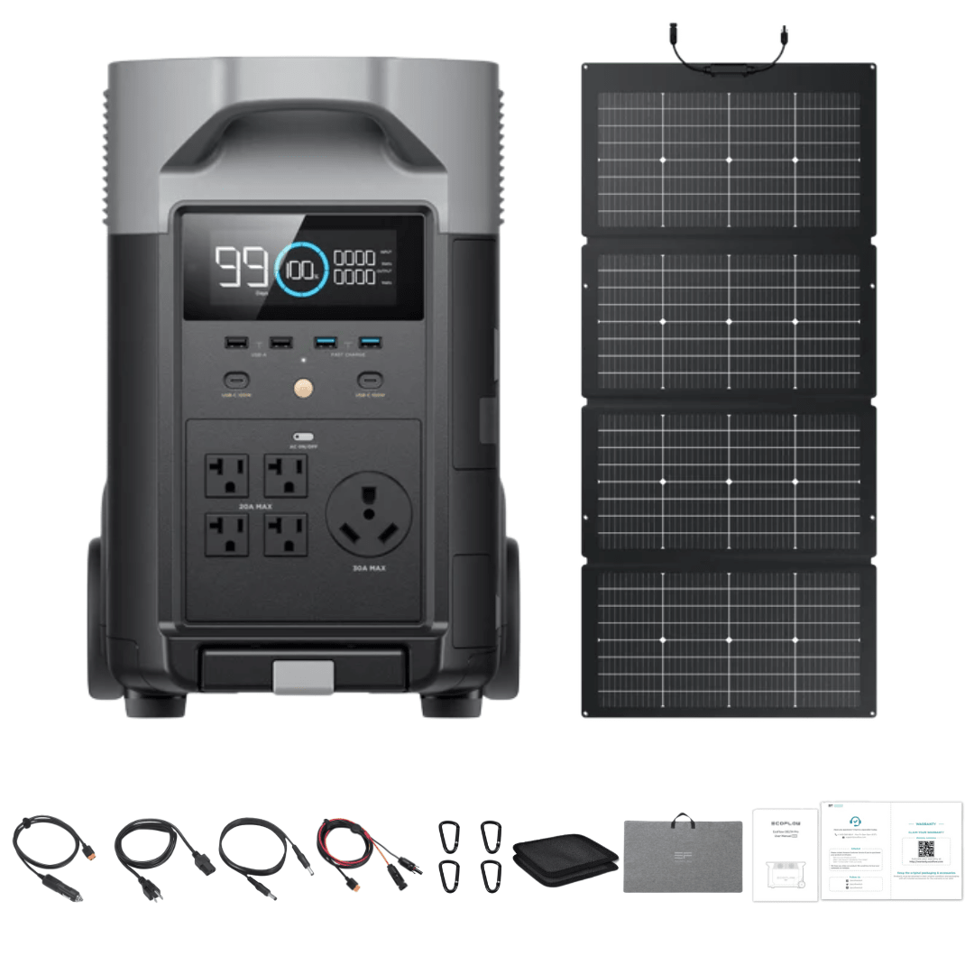 EcoFlow DELTA Pro Solar Generator + 220W Portable Solar Panels - Off Grid Stores