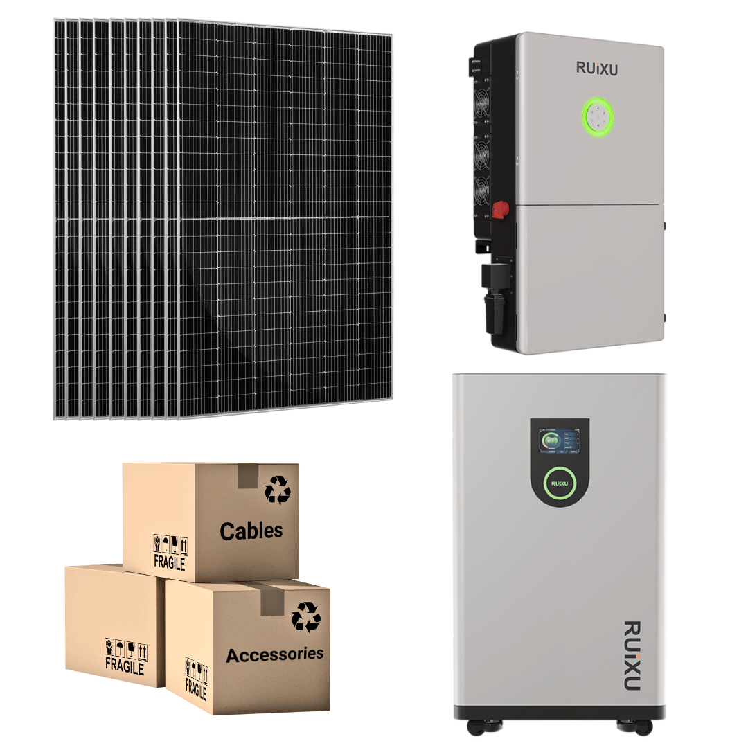 ELITE Solar Kit - 48V Battery Bank (16kWh - 32kWh) + 11.4kW 120V/240V Hybrid Inverter + 550W Solar Panels - Off Grid Stores