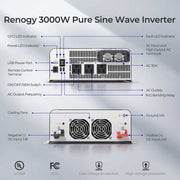 Renogy PUH 12V 3000W Pure Sine Wave Inverter with UPS Transfer Switch and Built-in Bluetooth