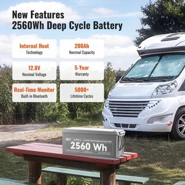Rich Solar Alpha 2 12V 200Ah LiFePO4 Lithium Iron Phosphate Battery w/ Internal Heating and Bluetooth Function