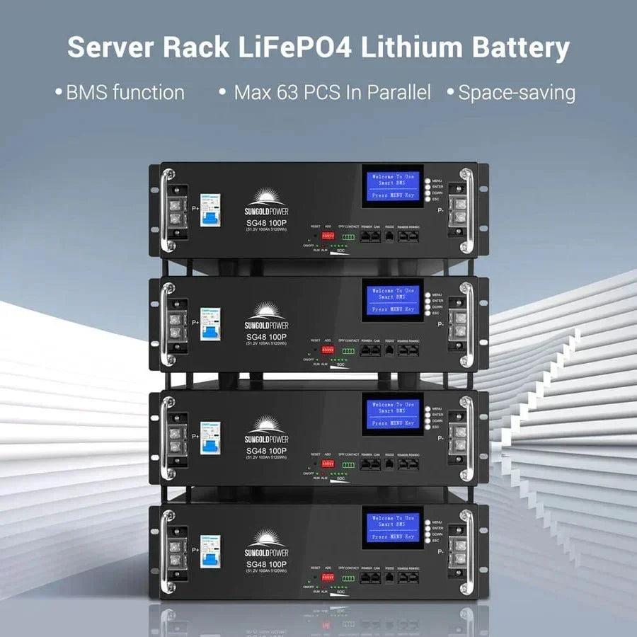 SunGoldPower 48V 100Ah Server Rack LiFePO4 Lithium Battery